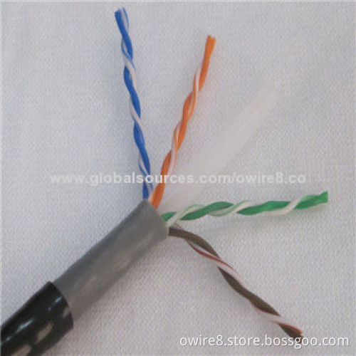 Outdoor Cat5e Cable with PE Waterproof Jacket, 60/75°C Rated Temperature